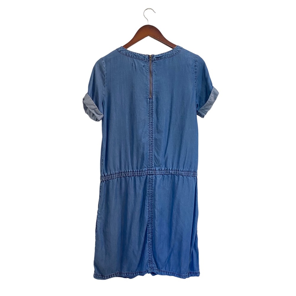 Caslon Chambray Dress Tencel Boho Blue Zips Up Back Small - Picture 5 of 7